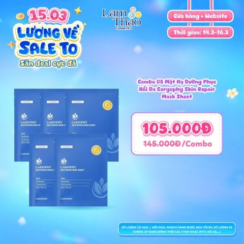  [DEAL SỐC 14.03 - 16.03 COMBO 5 MASK] Mặt Nạ Dưỡng Phục Hồi Da Caryophy Skin Repair Mask Sheet 