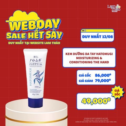  [DEAL WEB: DUY NHẤT 12/8 GIÁ SỐC] Kem Dưỡng Da Tay Hatomugi Moisturizing & Conditioning The Hand Cream 