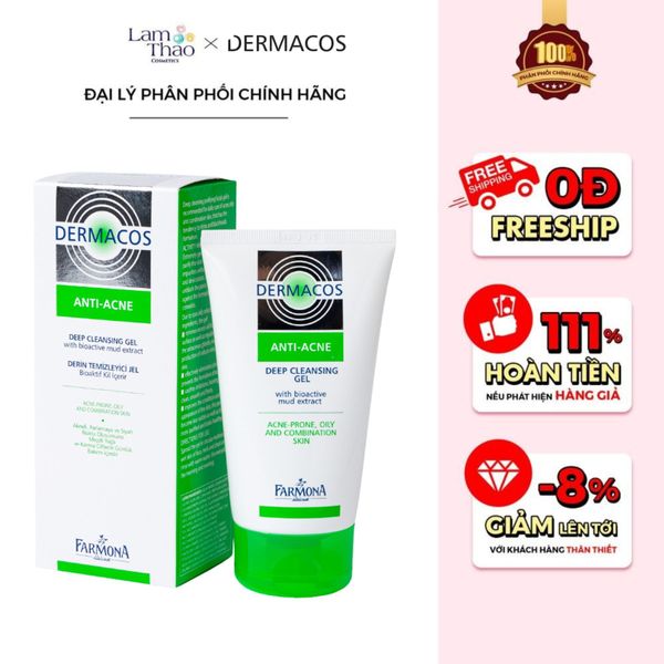 Gel Rửa Mặt Sạch Sâu, Hỗ Trợ Ngừa Mụn Farmona Dermacos Anti-Acne Deep Cleansing Gel