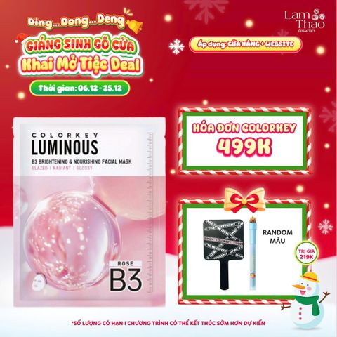  [DEAL SỐC 6.12 - 25.12 MUA HOÁ ĐƠN COLORKEY 499K TẶNG GƯƠNG + SON KEM LÌ] Mặt Nạ Dưỡng Ẩm Và Sáng Da B3 Colorkey Luminous B3 Brightening & Nourishing Facial Mask - Rose 