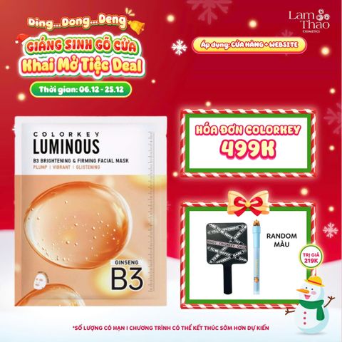  [DEAL SỐC 6.12 - 25.12 MUA HOÁ ĐƠN COLORKEY 499K TẶNG GƯƠNG + SON KEM LÌ] Mặt Nạ Săn Chắc Và Sáng Da B3 Colorkey Luminous B3 Brightening & Firming Facial Mask - Ginseng 