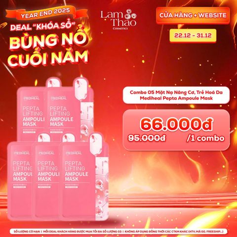  [DEAL SỐC 22.12 - 31.12 COMBO 5 MASK] Mặt Nạ Nâng Cơ, Trẻ Hoá Da Mediheal Pepta Ampoule Mask 