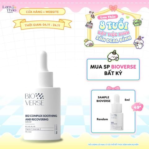  [DEAL SỐC 4.11 - 24.11 TẶNG SAMPLE BIOVERSE 5ML] Tinh Chất Làm Dịu Kích Ứng Và Phục Hồi Giảm Đỏ Bioverse B12 Complex Soothing And Recovering Serum 