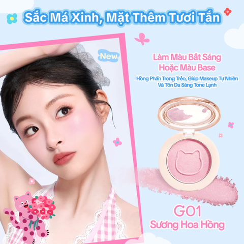  Phấn Má Hồng Bắt Sáng Colorkey Misty Luster Dual Highlighter Blush 