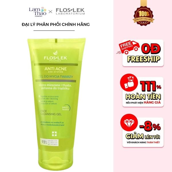 Gel Rửa Mặt Cho Da Dầu Mụn Hỗ Trợ Giảm Dầu Mụn Floslek Anti Acne Face Cleansing Gel