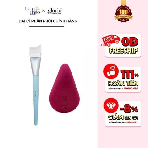 COMBO Cọ Tán Kem Nền Màu Xanh+ Bông Mút Trang Điểm Glorie Infinity Sponge 