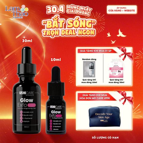  [MUA SIZE 10ML TẶNG 01 MASK ARUMORE - SIZE 30ML TẶNG BTT BEFOU OVERSIZE 50 MIẾNG] [HĐ MD CARE 499K TẶNG 01 TÚI DA] Tẩy Tế Bào Chết Làm Sáng, Mờ Thâm Và Đều Màu Da MD Care Glow EXFO 