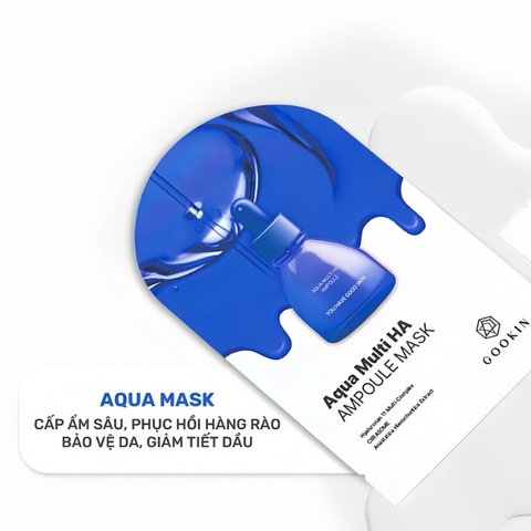  Mặt Nạ Cấp Nước & Khoá Ẩm Cho Da Khô Ráp Gookin Aqua Multi HA Ampoule Mask 