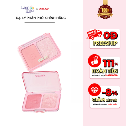  Bảng Phấn Má Hồng Bắt Sáng 2 Ô Đa Năng GSLAY Glitz Aura Blushlighter Duo 