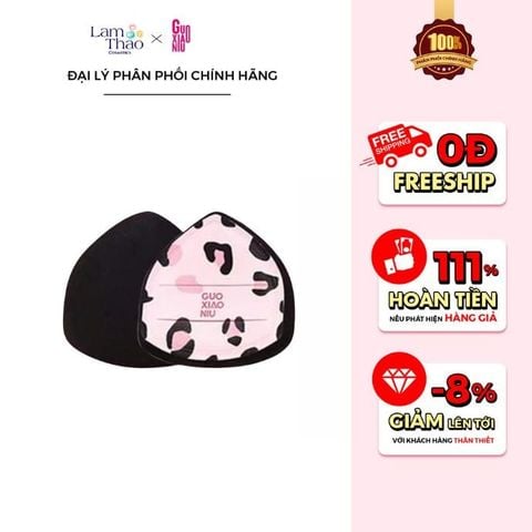  Mút Tán Nền Báo Báo Đốm Hồng Đen Gouxiaoniu Leopard Powder Puff 