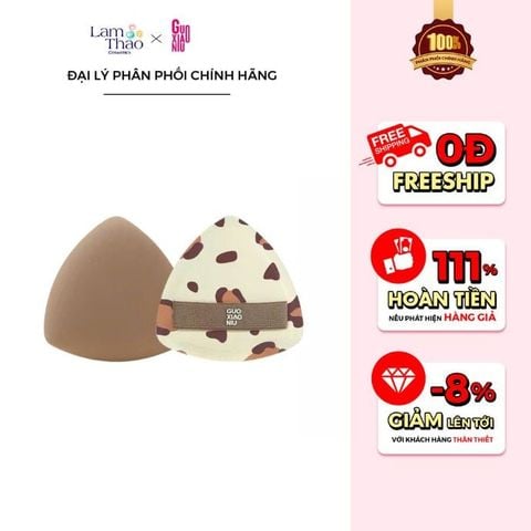  Mút Tán Nền Báo Đốm Nâu Guoxiaoniu Leopard Powder Puff 