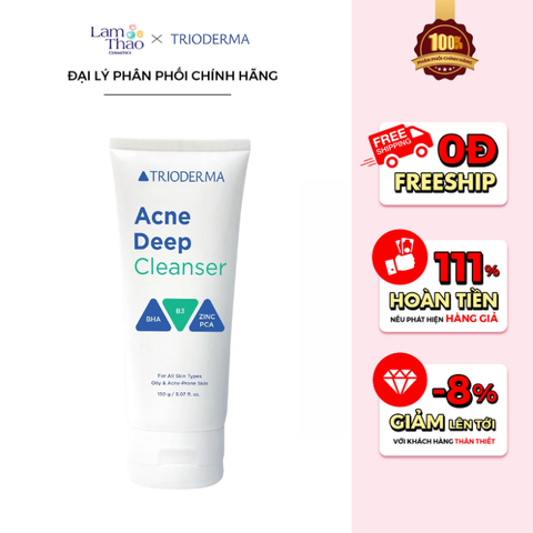  Gel Rửa Mặt Làm Sạch Sâu & Tẩy Tế Bào Chết Dịu Nhẹ Trioderma Acne Deep Cleanser 