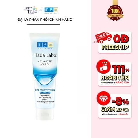  Gel Rửa Mặt Dưỡng Ẩm Cho Da Nhạy Cảm Hada Labo Advanced Nourish For Sensitive Skin Cleanser 