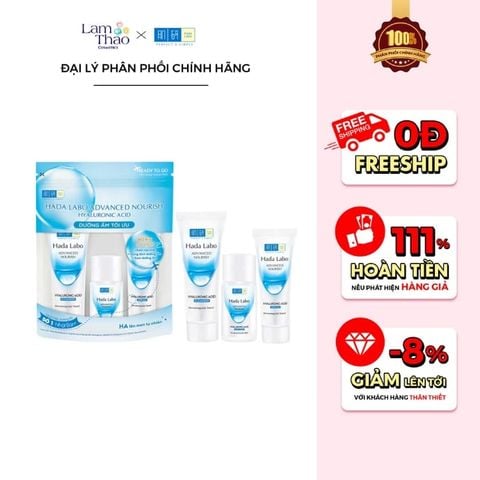  Bộ Sản Phẩm Dưỡng Ẩm Da 3 Món Dành Cho Mọi Loại Da Hada Labo Advanced Nourish Trial Set 