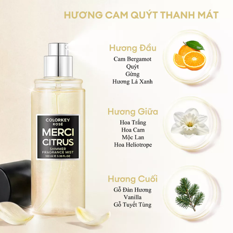  Xịt Thơm Toàn Thân COLORKEY ROSE Shimmer Fragrance Mist ( Phiên Bản Mới ) 