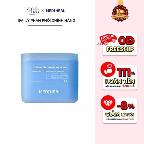  Toner Pad Dưỡng Ẩm & Cấp Nước Chuyên Sâu Mediheal Hyaluronate Hydration Pad 