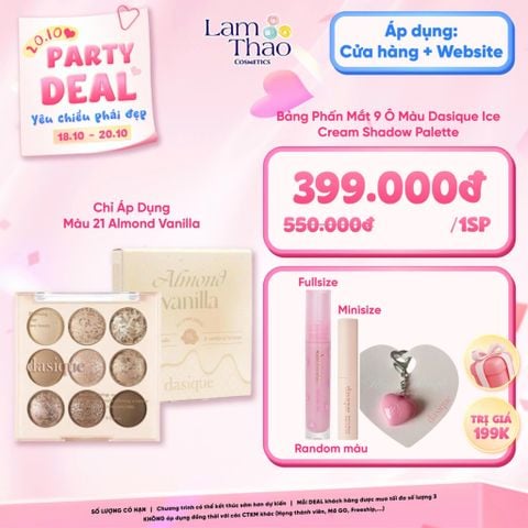  [DEAL SỐC 18/10 - 20/10 TẶNG 01 SON TINT + 01 KEYRING + 01 MASCARA MINI BLACK] Bảng Phấn Mắt 9 Ô Màu Dasique Ice Cream Shadow Palette 