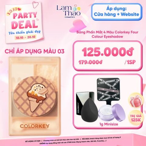  [DEAL SỐC 18/10 - 20/10 MUA MÃ 03 TẶNG MÚT TRỨNG ĐEN + GƯƠNG + PHẤN PHỦ 1g] Bảng Phấn Mắt 4 Màu Colorkey Four Colour Eyeshadow 