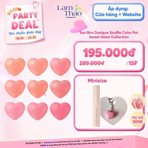  [DEAL SỐC 18/10 - 20/10 TẶNG 1 MASCARA DASIQUE MINI + 1 DASIQUE KEYRING] Son Bùn Dasique Souffle Color Pot Sweet Heart Collection 