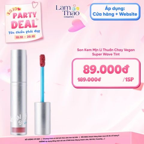  [DEAL SỐC 18/10 - 20/10] Son Kem Mịn Lì Thuần Chay Vegan Super Wave Tint 