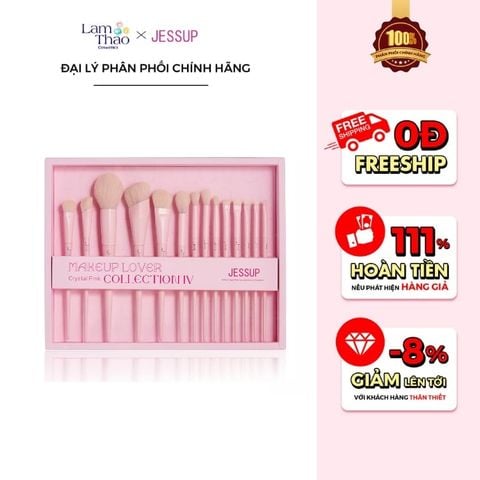  Bộ Cọ Trang Điểm Toàn Diện 14 Cây Màu Hồng Jessup Comprehensive Collection Crystal Pink 