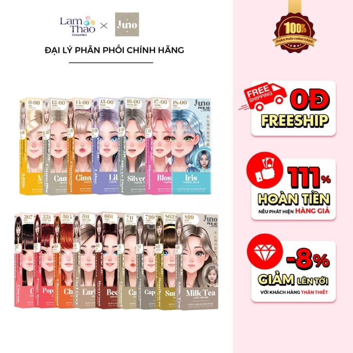 MUA 1 TẶNG KEM Ủ Dcash 50ML HOẶC MUA 2 TẶNG 1 XỊT DƯỠNG KERATIN Dcash Thuốc Nhuộm Tóc Juno Pick Me Pantone Hair Color Milk Cream