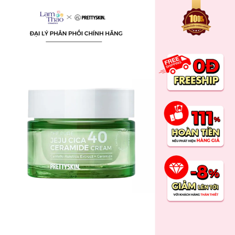  Kem Dưỡng Phục Hồi Chiết Xuất Rau Má Pretty Skin The Pure Jeju Cica 40 Ceramide Cream 