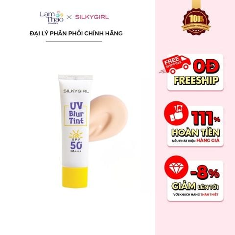  [TẶNG 01 SON TINT MLBB MÀU 07 FIG] Kem Lót Chống Nắng Che Khuyết Điểm Silkygirl UV Blur Tint 