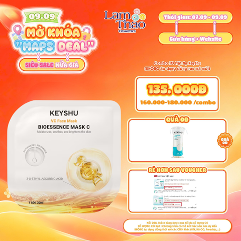  [DEAL SỐC 07.09 - 09.09 MUA COMBO 10 MASK TẶNG BTT KEYSHU 80 MIẾNG] Mặt Nạ Vitamin C Cấp Ẩm Dưỡng Sáng Da Keyshu Botanic Fiber Bioessence Mask C 
