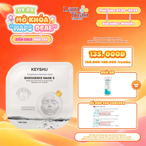  [DEAL SỐC 07.09 - 09.09 MUA COMBO 10 MASK TẶNG BTT KEYSHU 80 MIẾNG] Mặt Nạ Hỗ Trợ Nâng Cơ Keyshu New Technology Fiber Bioessence Mask S 