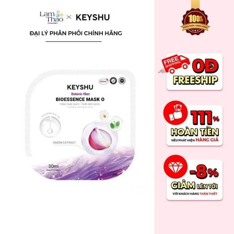  [MUA 10 MASK KEYSHU TẶNG 02 MASK KEYSHU] [MUA 20 MASK KEYSHU TẶNG 04 MASK KEYSHU + 01 KEM DƯỠNG KEYSHU 10ml] Mặt Nạ Hành Tím Cấp Ẩm, Hỗ Trợ Mờ Thâm Sẹo Keyshu Botanic Fiber Bioessence Mask O 