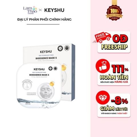  [MUA 10 MASK KEYSHU TẶNG 02 MASK KEYSHU] [MUA 20 MASK KEYSHU TẶNG 04 MASK KEYSHU + 01 KEM DƯỠNG KEYSHU 10ml] Mặt Nạ Hỗ Trợ Nâng Cơ Keyshu New Technology Fiber Bioessence Mask S 