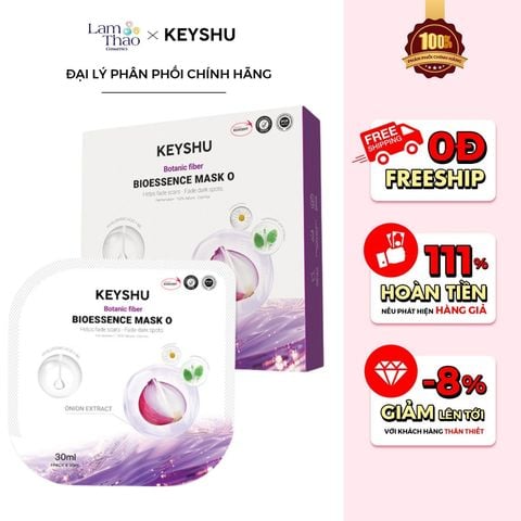  [MUA 10 MASK KEYSHU TẶNG 02 MASK KEYSHU] [MUA 20 MASK KEYSHU TẶNG 04 MASK KEYSHU + 01 KEM DƯỠNG KEYSHU 10ml] Mặt Nạ Hành Tím Cấp Ẩm, Hỗ Trợ Mờ Thâm Sẹo Keyshu Botanic Fiber Bioessence Mask O 