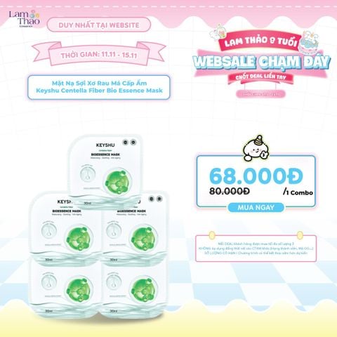  [DUY NHẤT CH: DEAL SỐC 10.11 - 24.11] Mặt Nạ Sợi Xơ Rau Má Cấp Ẩm Keyshu Centella Fiber Bio Essence Mask 