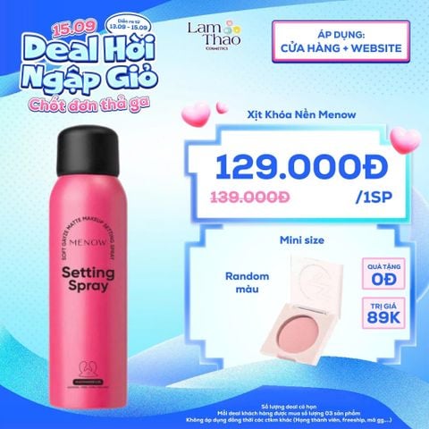  [DEAL SỐC 13.09 - 15.09 TẶNG MÁ HỒNG MINI MENOW] [TẶNG PHẤN MÁ HỒNG MENOW MINISZE] Xịt Khóa Nền Menow Soft Gayze Matte Makeup Setting Spray 