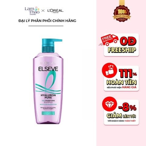  Dầu Gội L’Oréal Paris Elseve Hyaluron Pure 72H Purifying Shampoo 