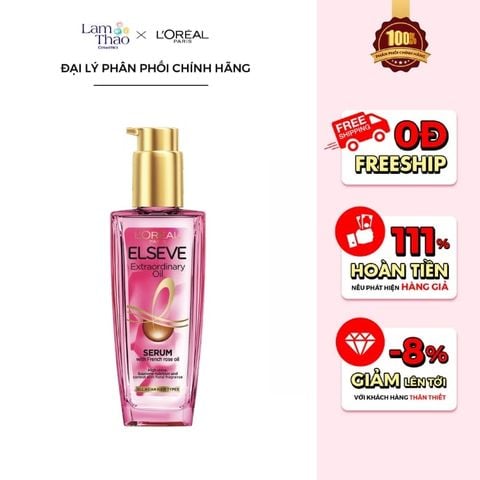 Dầu Dưỡng Tóc Chiết Xuất Hoa Hồng L’Oréal Elseve Extraordinary Oil Serum With French Rose Oil 
