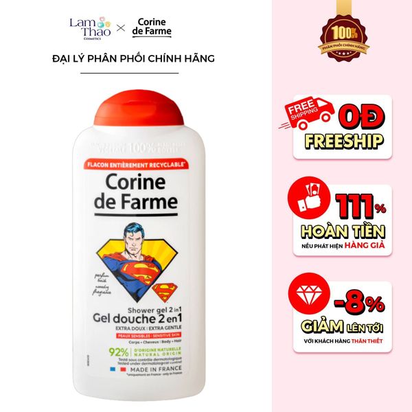 Gel Tắm Và Gội Cho Bé Corine De Farme Shower Gel 2 In 1 Superman Edition