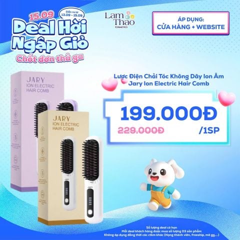  [DEAL SỐC 13.09 - 15.09] Lược Điện Chải Tóc Không Dây Ion Âm Jary Ion Electric Hair Comb 