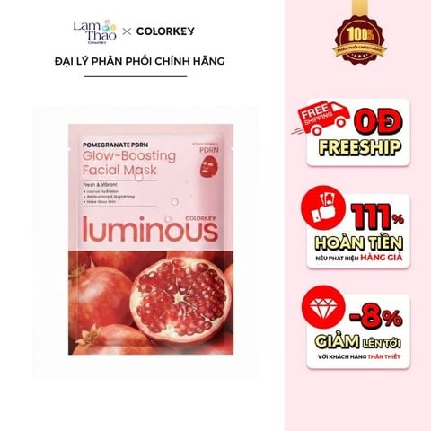  Mặt Nạ Colorkey Luminous Pomegranate PDRN Glow Boosting Facial Mask 