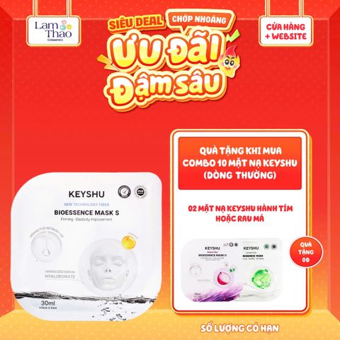  [MUA 10 MASK KEYSHU DÒNG THƯỜNG TẶNG 02 MASK KEYSHU] Mặt Nạ Hỗ Trợ Nâng Cơ Keyshu New Technology Fiber Bioessence Mask S 