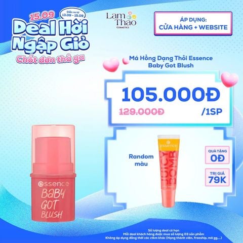  [DEAL SỐC 13.09 - 15.09 TẶNG SON BÓNG CÓ MÀU ESSENCE] Má Hồng Dạng Thỏi Essence Baby Got Blush 