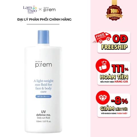  Kem Chống Nắng Dạng Lai Mỏng Nhẹ Make P:rem UV Defense Me Daily Sun Fluid SPF50+ PA+++ 