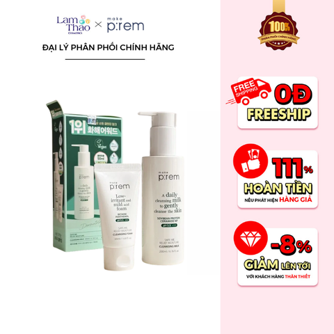  Combo Sữa Tẩy Trang Safe Me Và Sữa Rửa Mặt Safe Me Make P:rem Moisture Cleansing Milk And Moisture Cleansing Foam 