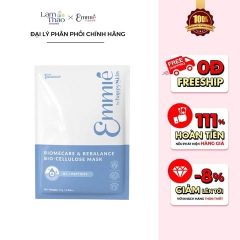  Mặt Nạ Làm Dịu & Phục Hồi Emmie Biomecare & Rebalance Bio-Cellulose B5 + Peptides 