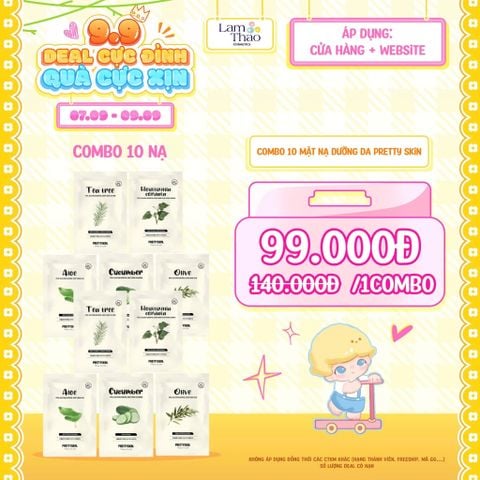  [COMBO 10 NẠ PRETTY SKIN GIÁ SỐC] Mặt Nạ Dưỡng Da Pretty Skin Total Solution Essential Sheet Mask 