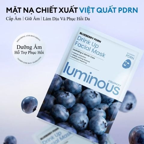  Mặt Nạ Colorkey Luminous Blueberry PDRN Drink Up Facial Mask 