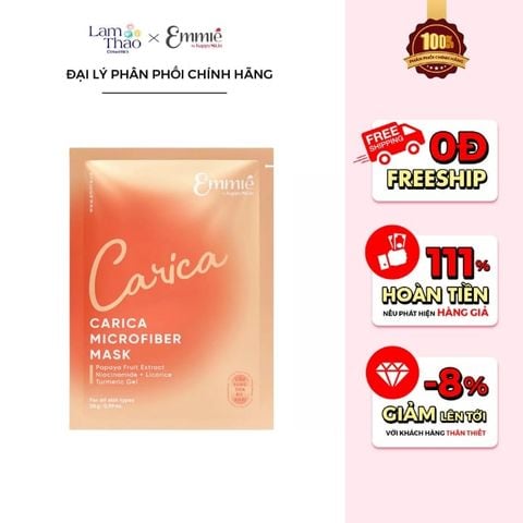  Mặt Nạ Đu Đủ Dưỡng Trắng Mờ Thâm Emmie Carica Microfiber Mask 