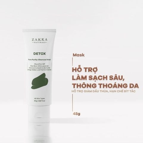  Mặt Nạ Than Hoạt Tính Zakka Naturals Detox Pore Purity Charcoal Mask 
