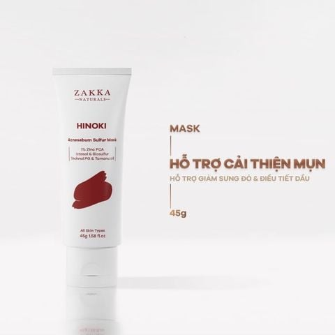  Mặt Nạ Hỗ Trợ Kiểm Soát Bã Nhờn Zakka Naturals Hinoki Acnesebum Sulfur Mask 